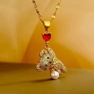 Bear Heart Balloon Pendant & Chain